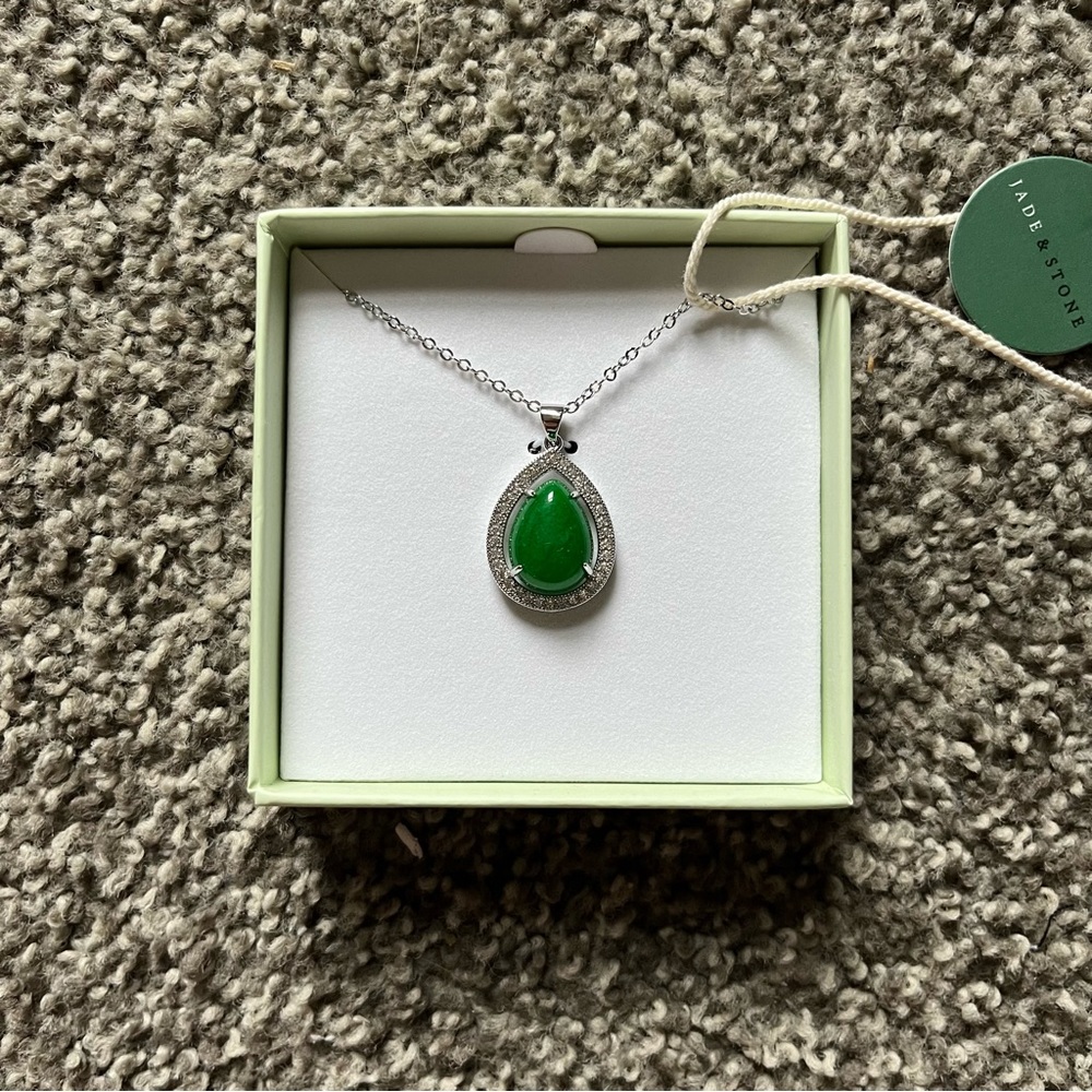 NWT jade and stone silver necklace NWT